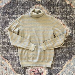Metallic Gold and Silver Striped Long Sleeve Turtleneck Sweater by Jcrew